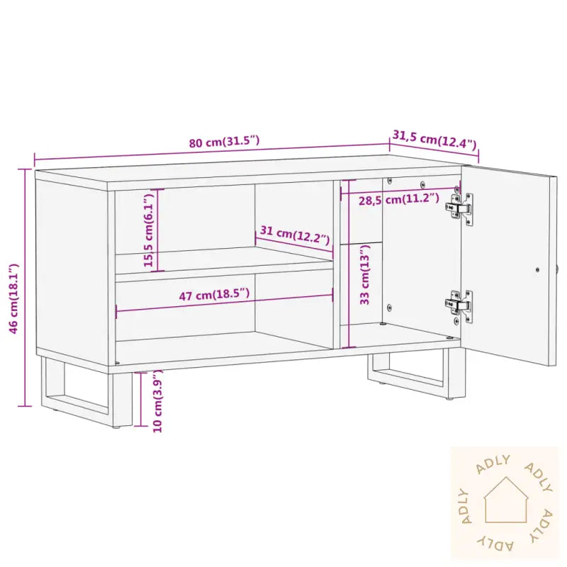 Tv-Benk Brun Og Svart 80X31,5X46 Cm Heltre Mango