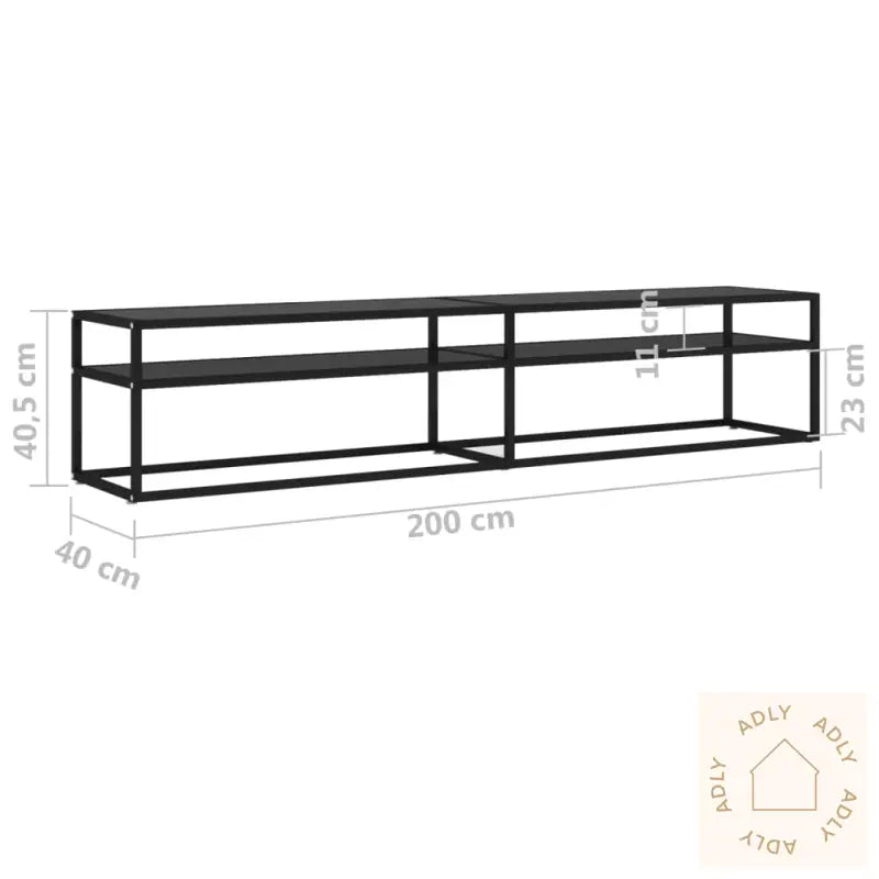 Tv-Benk Svart 200X40X40,5 Cm Herdet Glass
