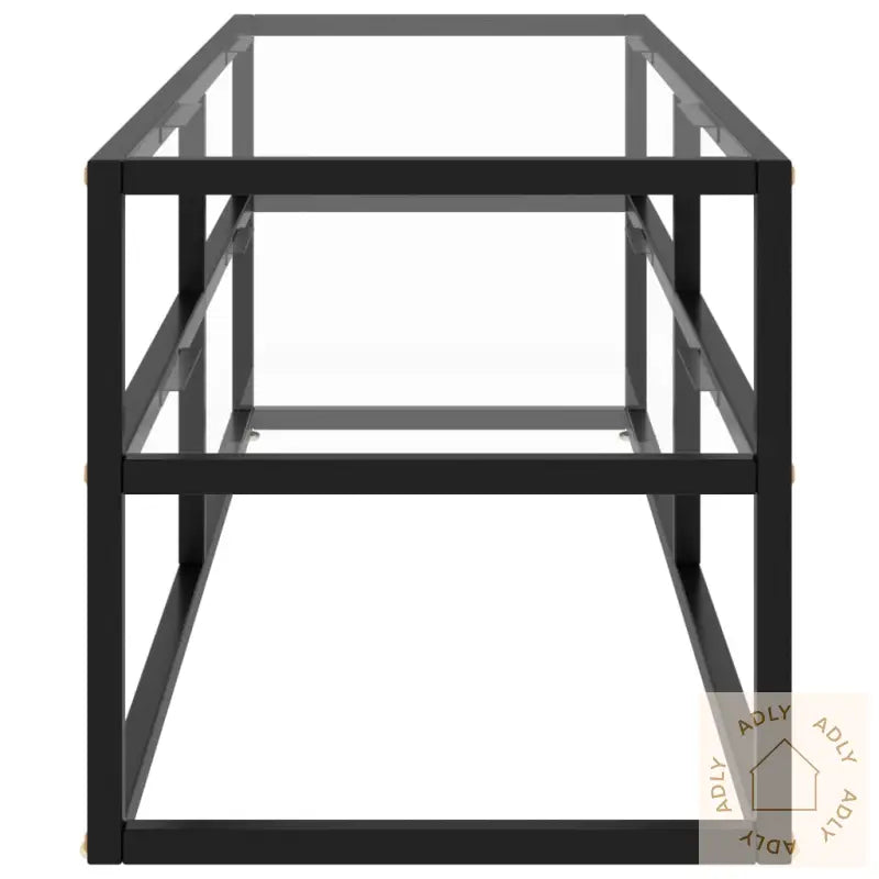 Tv-Benk Svart Med Svart Herdet Glass 120X40X40 Cm
