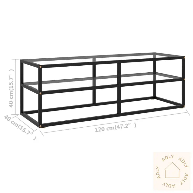 Tv-Benk Svart Med Svart Herdet Glass 120X40X40 Cm
