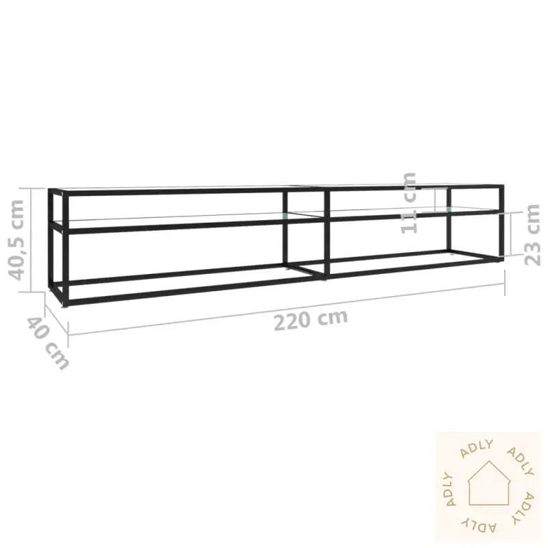 Tv-Benk Hvit Marmor 220X40X40,5 Cm Herdet Glass