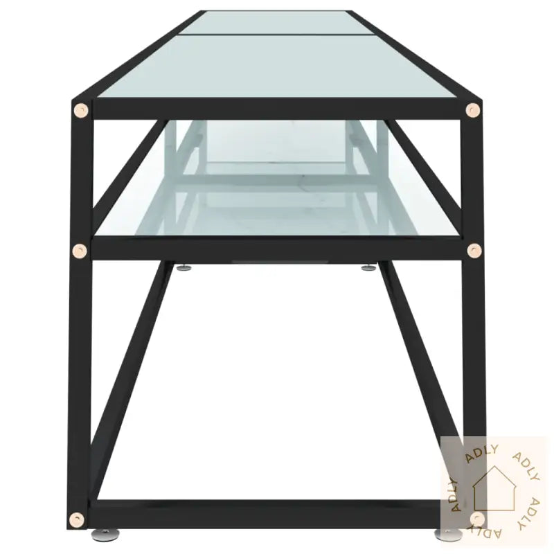 Tv-Benk Hvit Marmor 220X40X40,5 Cm Herdet Glass