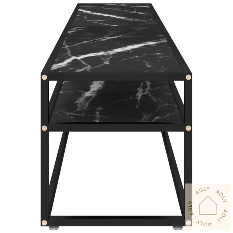 Tv-Benk Svart Marmor 180X40X40,5 Cm Herdet Glass