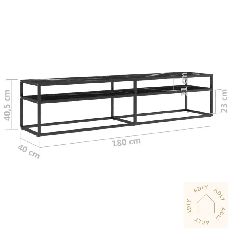 Tv-Benk Svart Marmor 180X40X40,5 Cm Herdet Glass