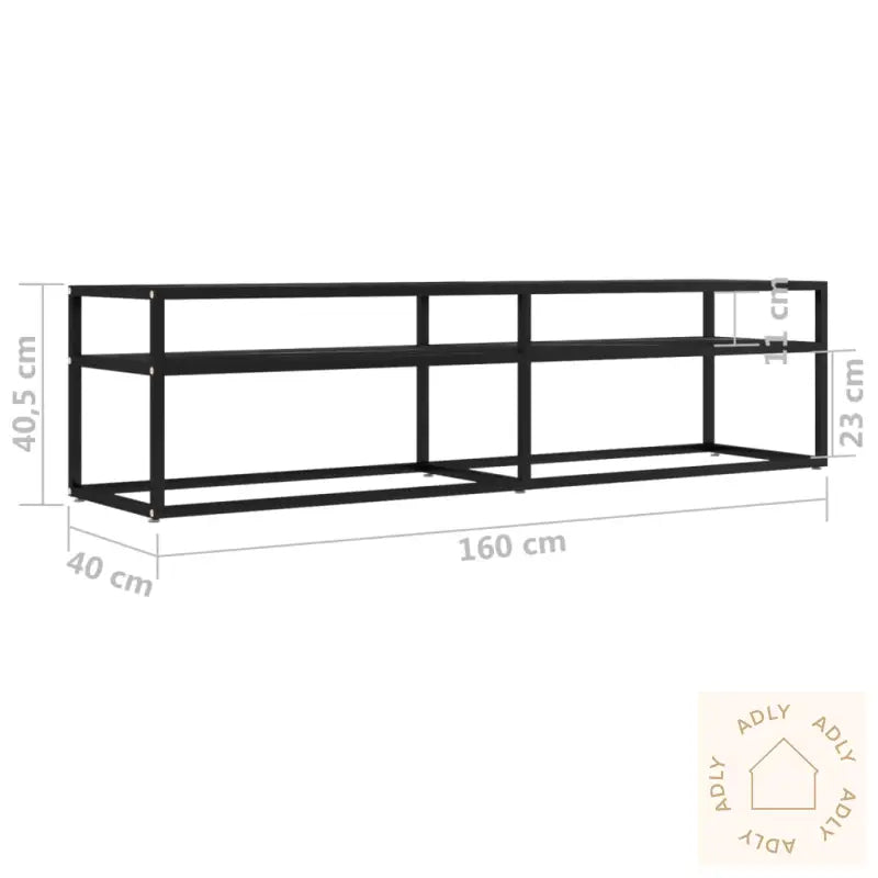 Tv-Benk Svart Marmor 160X40X40,5 Cm Herdet Glass