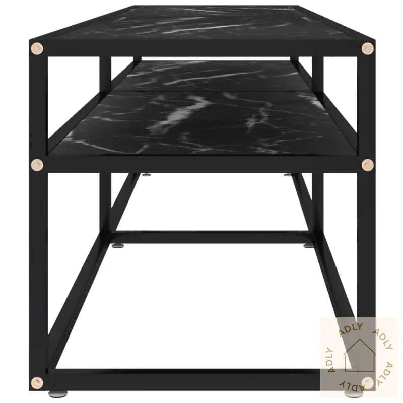 Tv-Benk Svart Marmor 160X40X40,5 Cm Herdet Glass