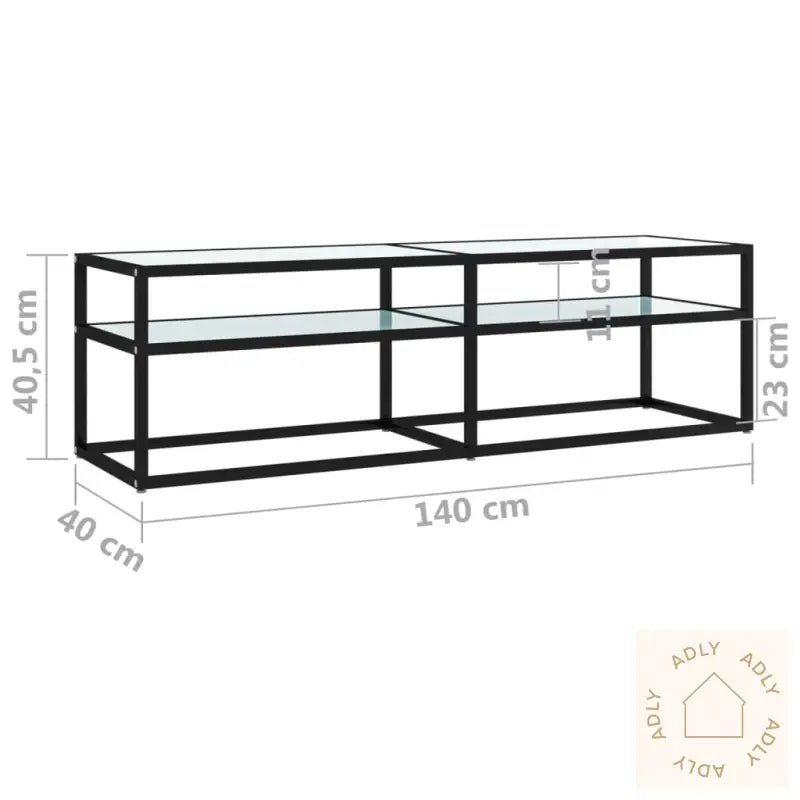 Tv-Benk Hvit Marmor 140X40X40,5 Cm Herdet Glass