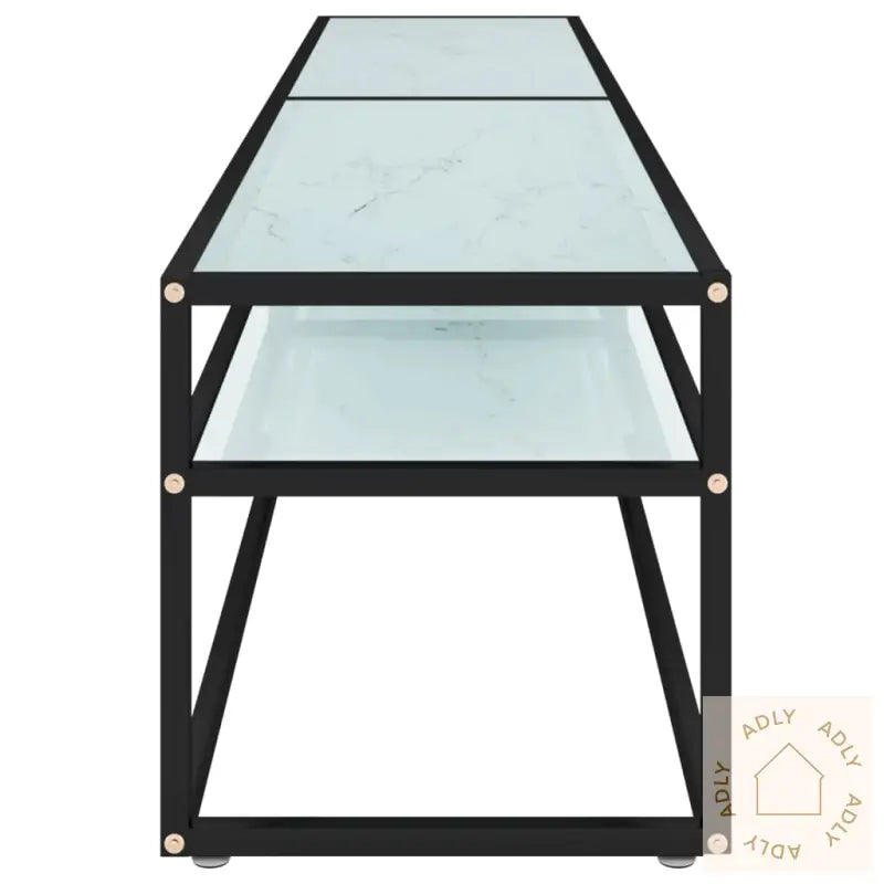 Tv-Benk Hvit Marmor 200X40X40,5 Cm Herdet Glass