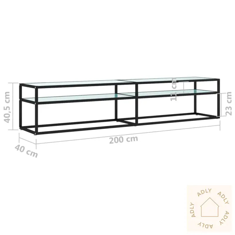 Tv-Benk Hvit Marmor 200X40X40,5 Cm Herdet Glass