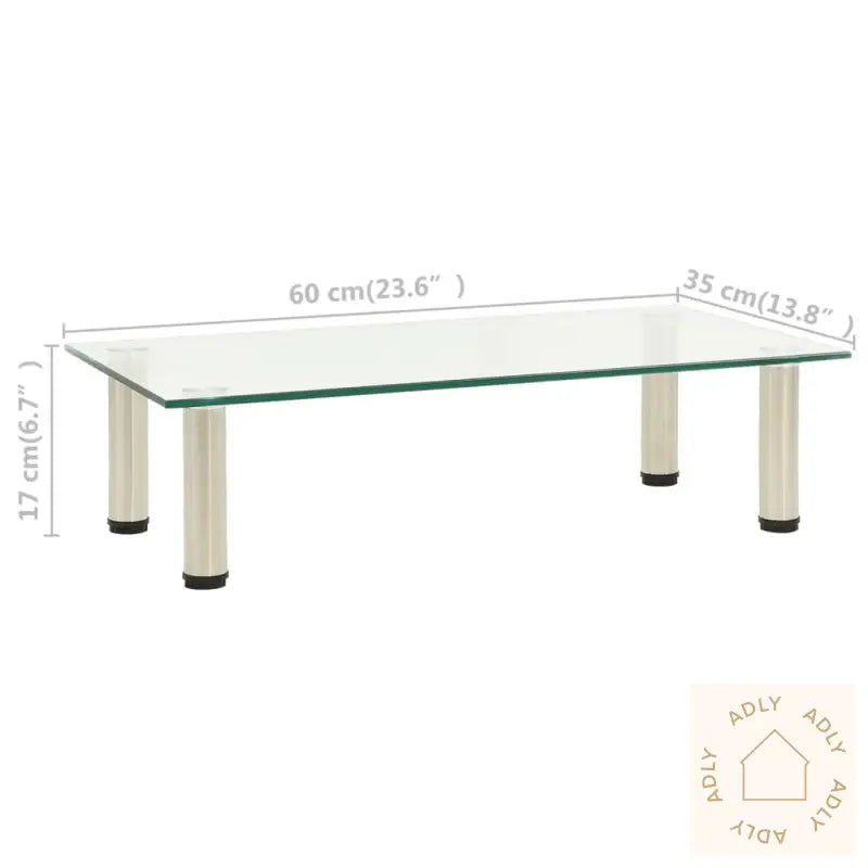 Tv-Benk Gjennomsiktig 60X35X17 Cm Herdet Glass