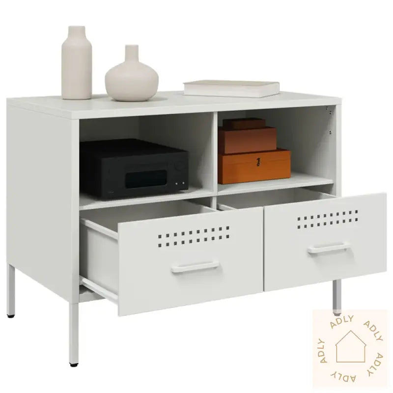 Tv-Benk Hvit 68X39X50,5 Cm Stål