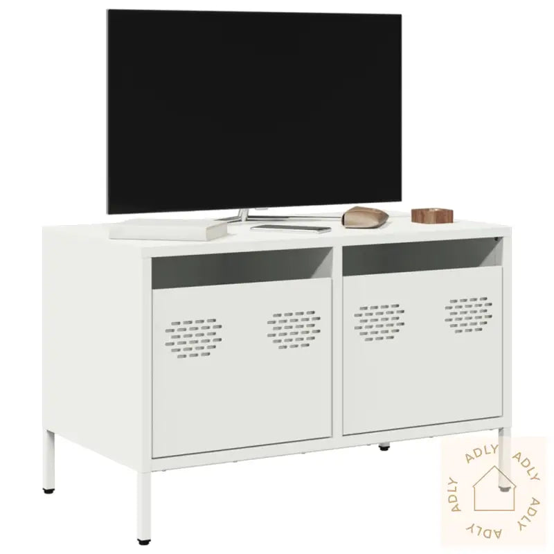 Tv-Benk Hvit 68X39X43,5 Cm Kaldvalset Stål