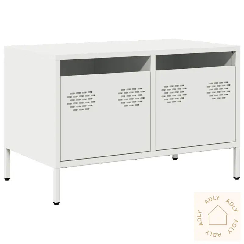 Tv-Benk Hvit 68X39X43,5 Cm Kaldvalset Stål