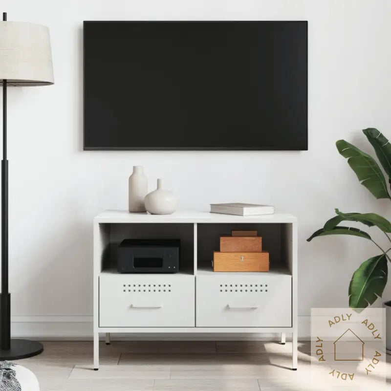 Tv-Benk Hvit 68X39X50,5 Cm Stål