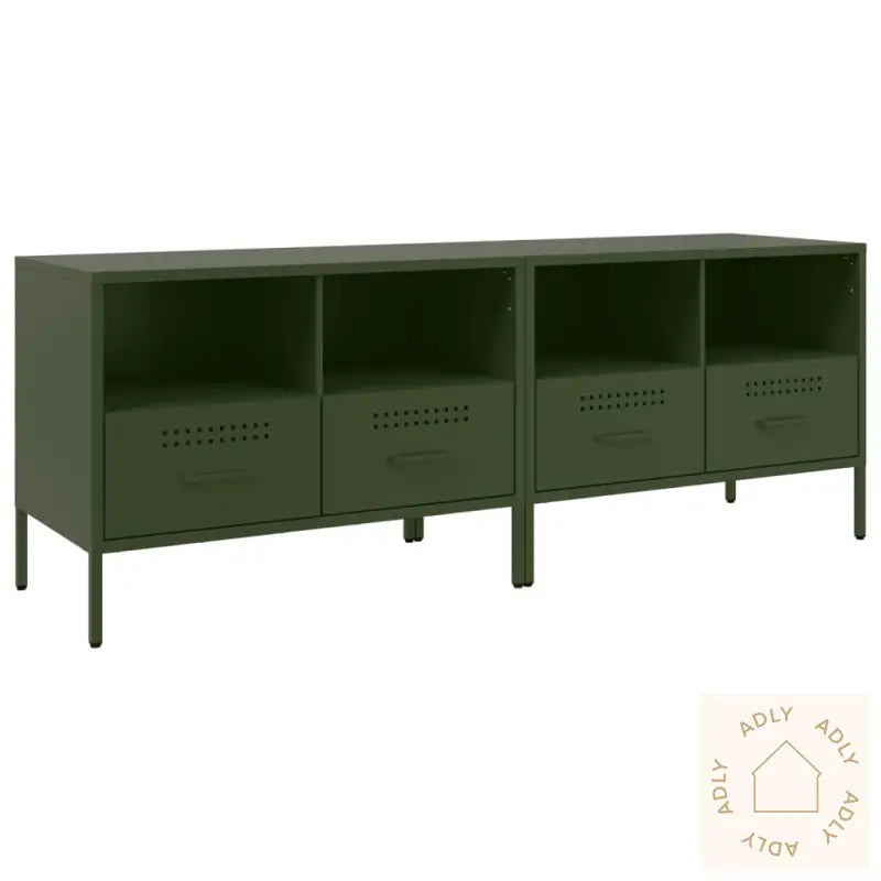 Tv-Benker 2 Stk Olivengrønn 68X39X50,5 Cm Stål