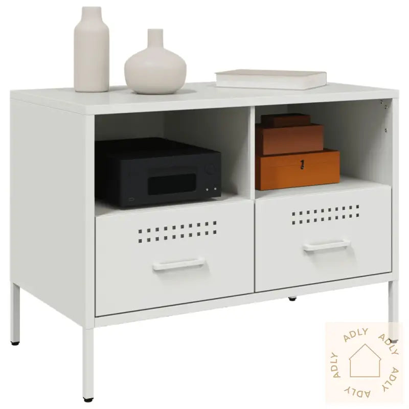 Tv-Benk Hvit 68X39X50,5 Cm Stål