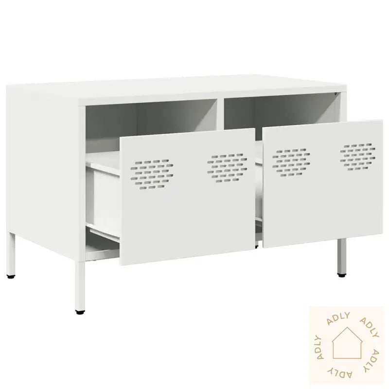Tv-Benk Hvit 68X39X43,5 Cm Kaldvalset Stål