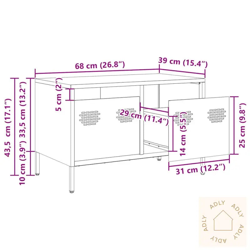 Tv-Benk Hvit 68X39X43,5 Cm Kaldvalset Stål