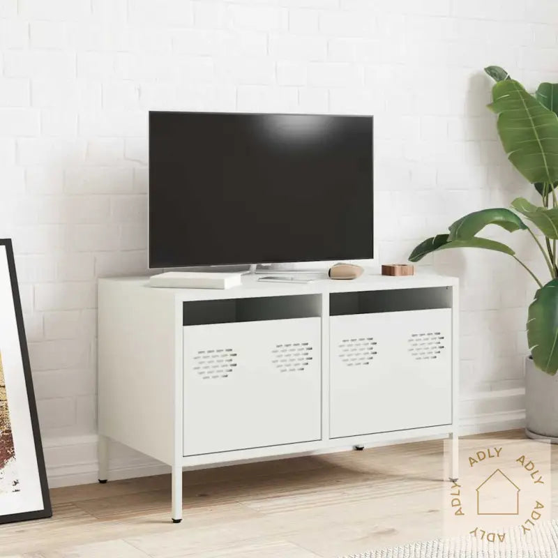 Tv-Benk Hvit 68X39X43,5 Cm Kaldvalset Stål