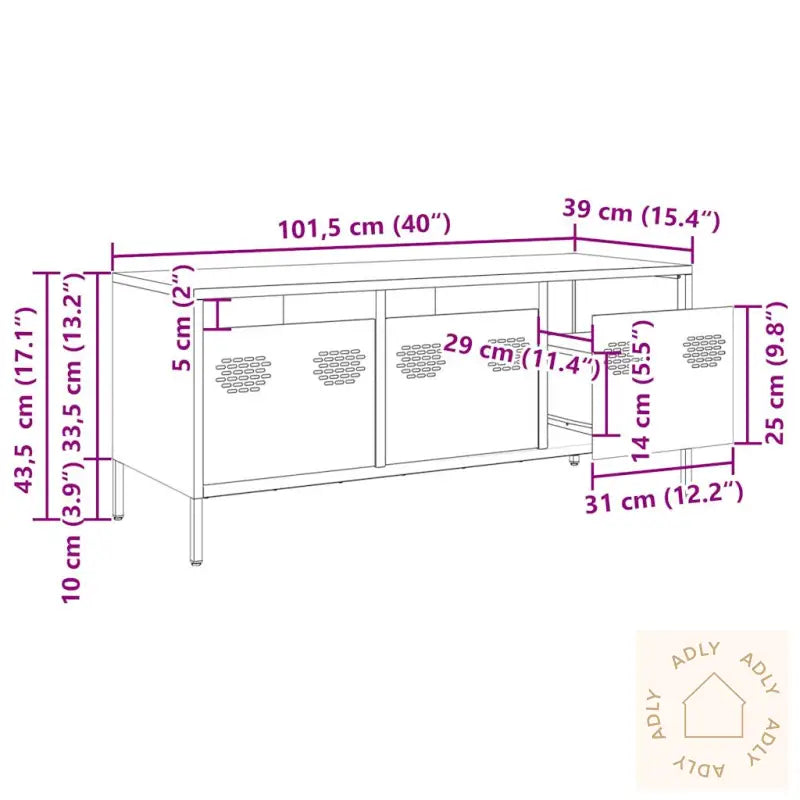 Tv-Benk Hvit 101,5X39X43,5 Cm Kaldvalset Stål