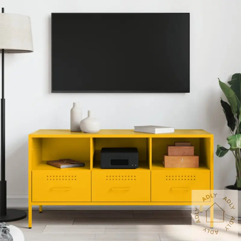 Tv-Benk Sennepsgul 100,5X39X50,5 Cm Stål