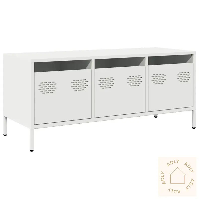 Tv-Benk Hvit 101,5X39X43,5 Cm Kaldvalset Stål