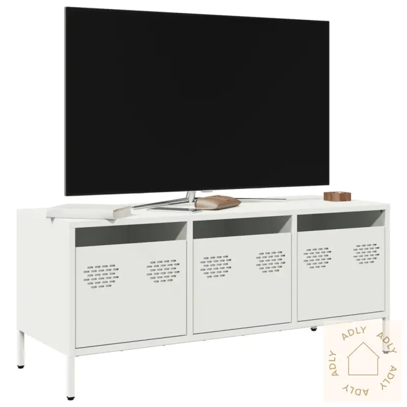 Tv-Benk Hvit 101,5X39X43,5 Cm Kaldvalset Stål