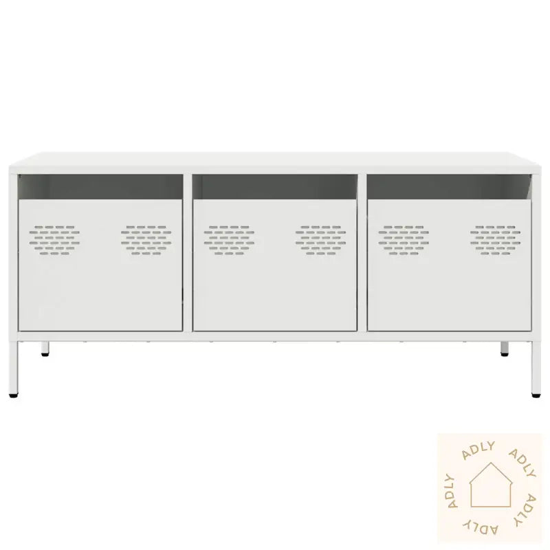 Tv-Benk Hvit 101,5X39X43,5 Cm Kaldvalset Stål