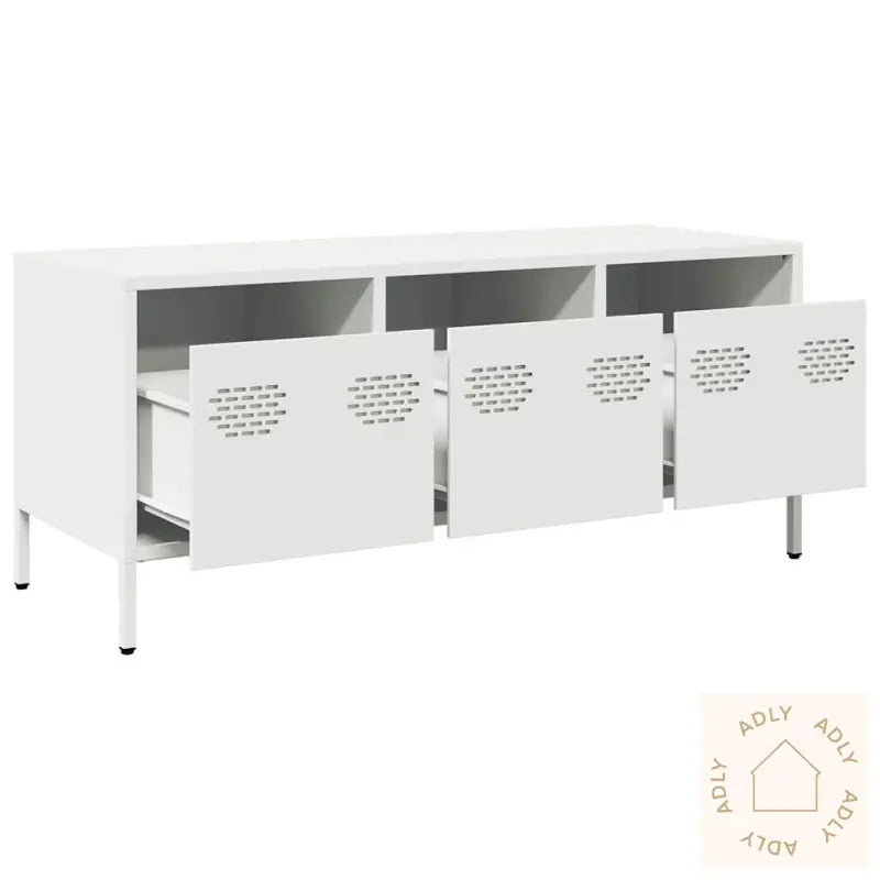 Tv-Benk Hvit 101,5X39X43,5 Cm Kaldvalset Stål