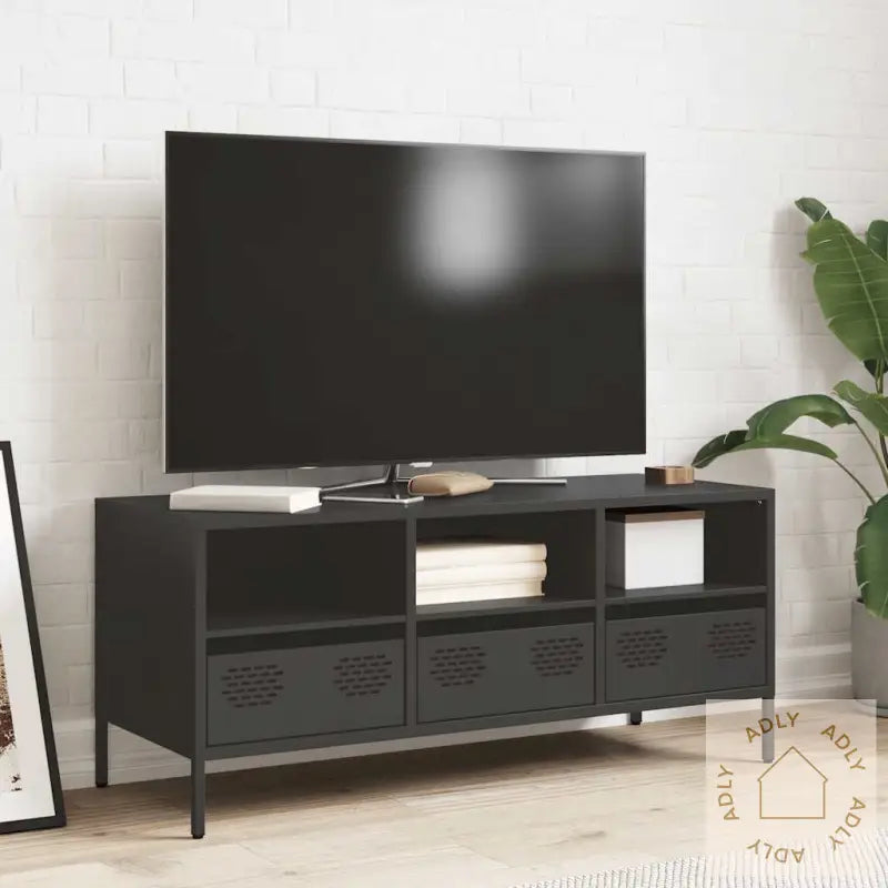 Tv-Benk Svart 101,5X39X43,5 Cm Kaldvalset Stål