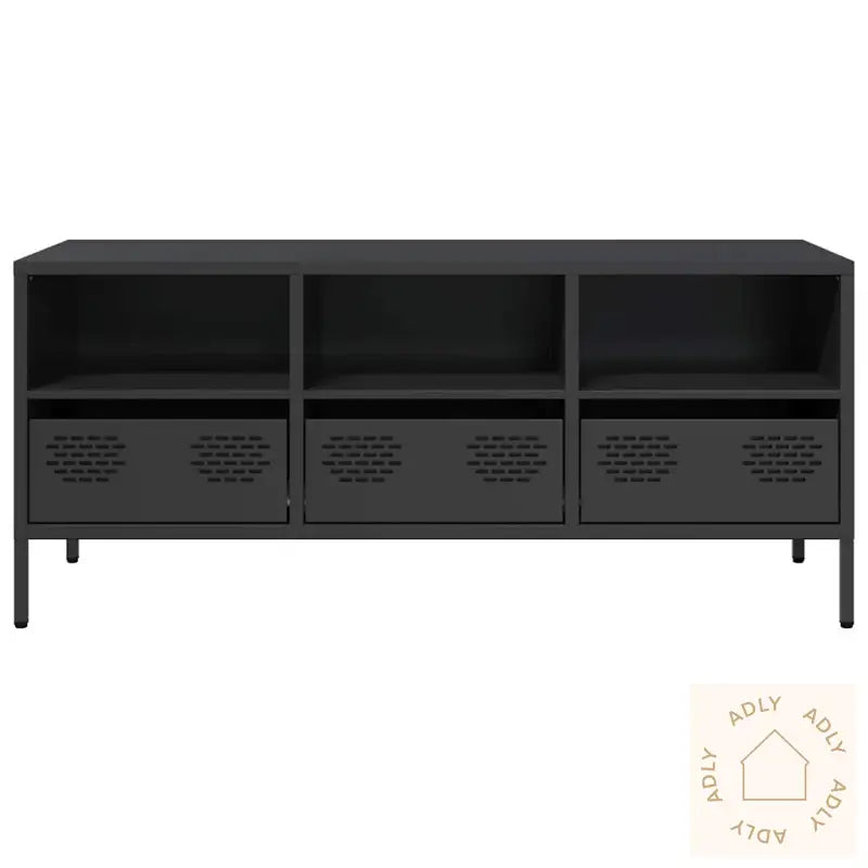 Tv-Benk Svart 101,5X39X43,5 Cm Kaldvalset Stål