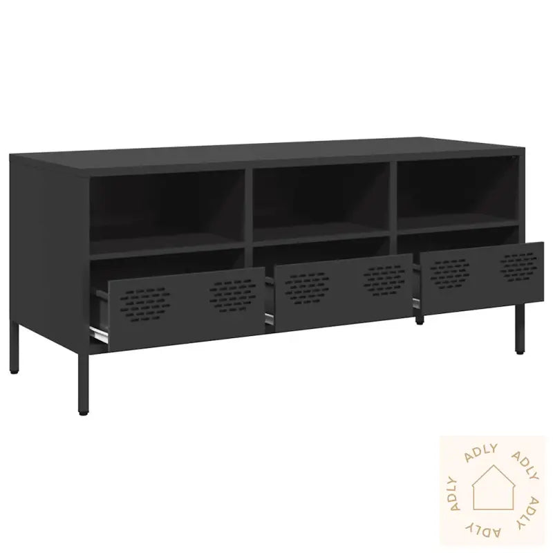 Tv-Benk Svart 101,5X39X43,5 Cm Kaldvalset Stål