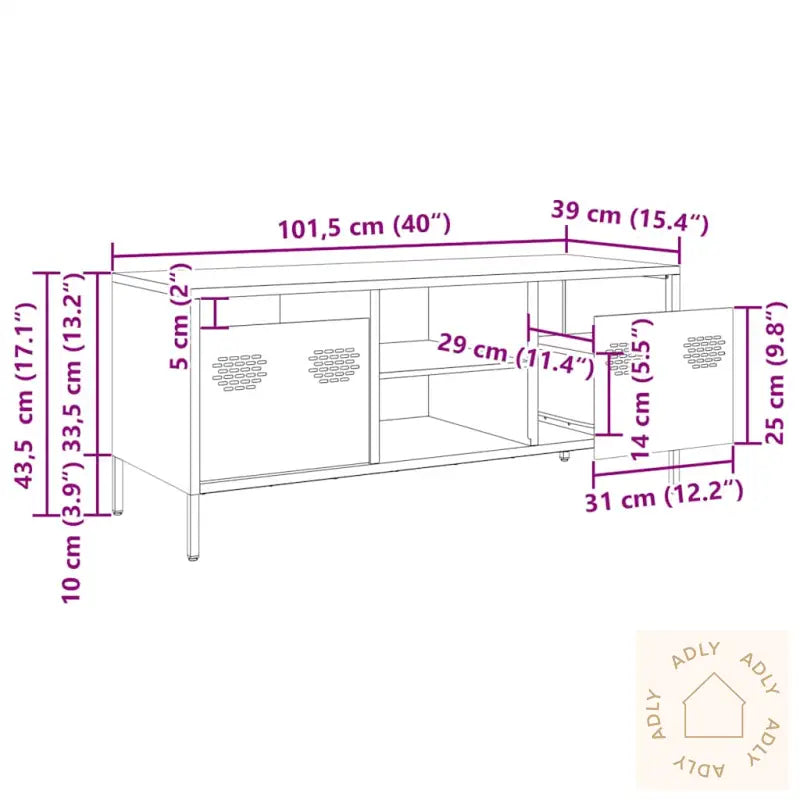 Tv-Benk Hvit 101,5X39X43,5 Cm Kaldvalset Stål