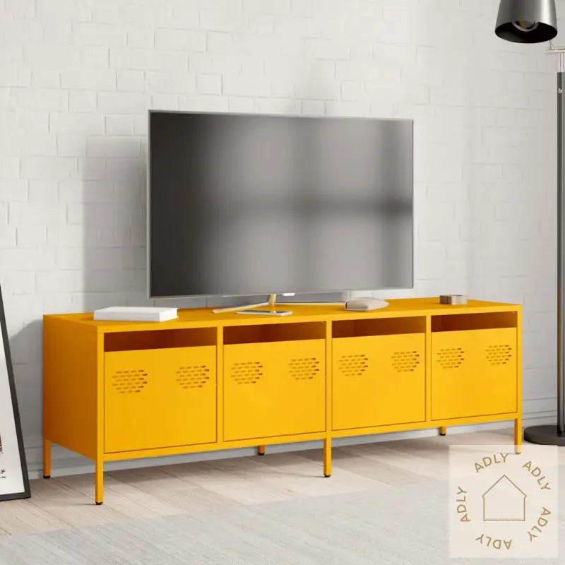 Tv-Benk Sennepsgul 135X39X43,5 Cm Kaldvalset Stål