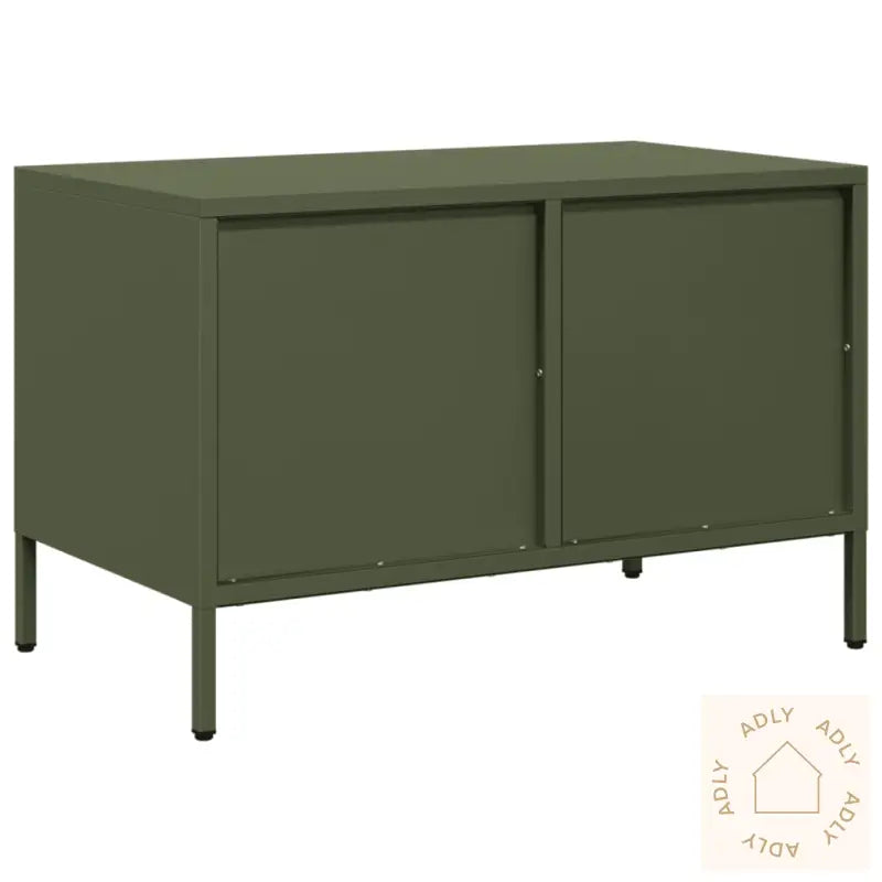 Tv-Benk Olivengrønn 68X39X43,5 Cm Kaldvalset Stål