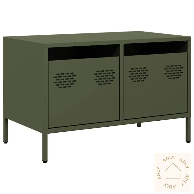 Tv-Benk Olivengrønn 68X39X43,5 Cm Kaldvalset Stål