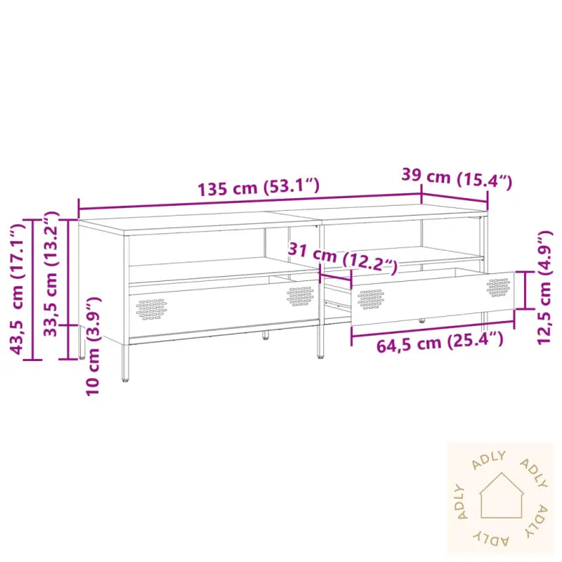Tv-Benk Antrasitt 135X39X43,5 Cm Kaldvalset Stål