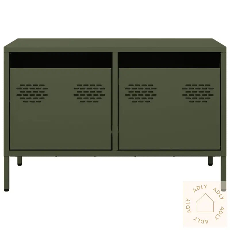 Tv-Benk Olivengrønn 68X39X43,5 Cm Kaldvalset Stål