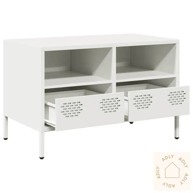 Tv-Benk Hvit 68X39X43,5 Cm Kaldvalset Stål