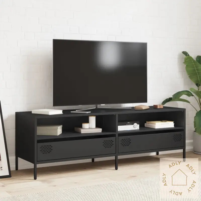 Tv-Benk Svart 135X39X43,5 Cm Kaldvalset Stål