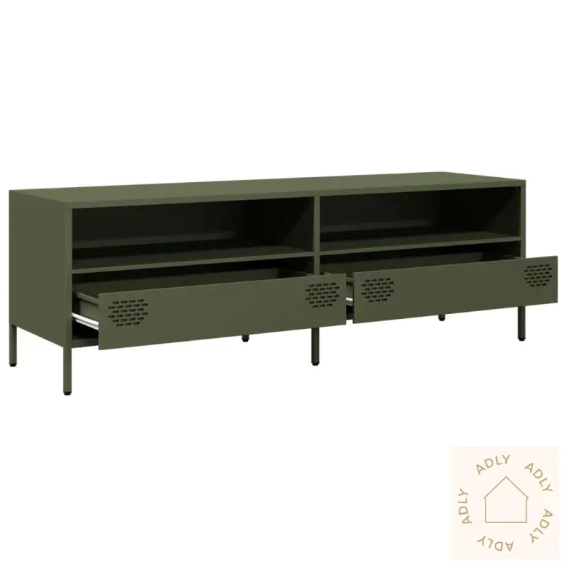 Tv-Benk Olivengrønn 135X39X43,5 Cm Kaldvalset Stål