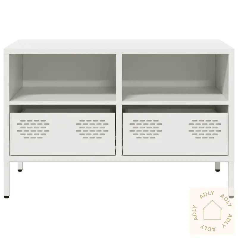 Tv-Benk Hvit 68X39X43,5 Cm Kaldvalset Stål