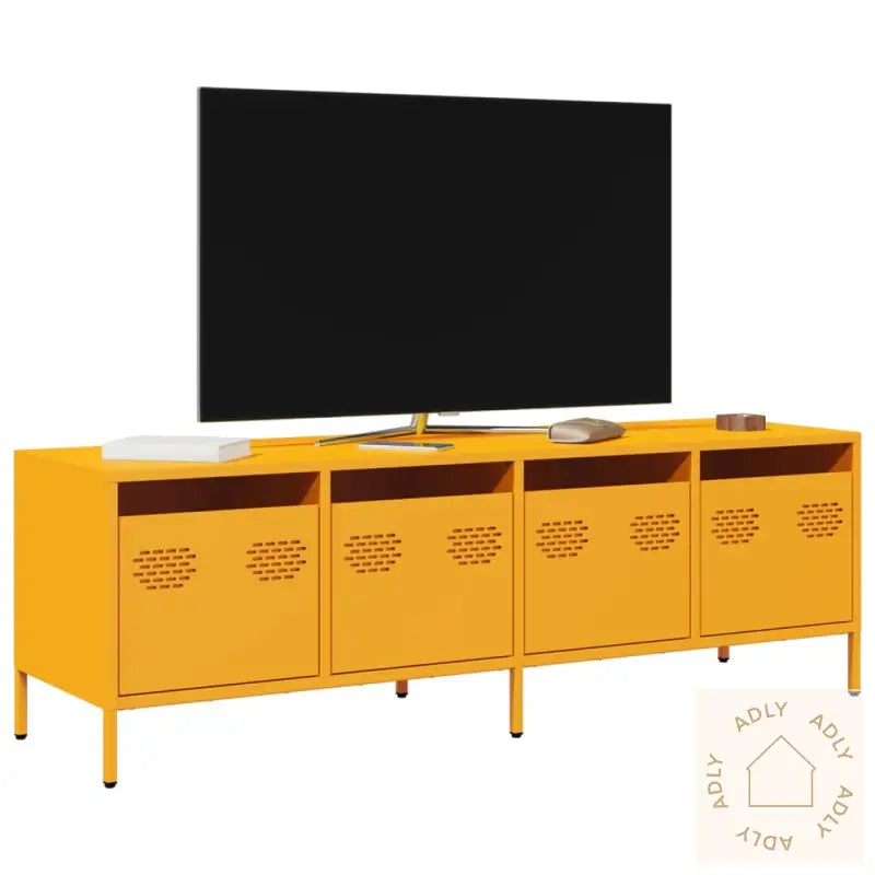 Tv-Benk Sennepsgul 135X39X43,5 Cm Kaldvalset Stål