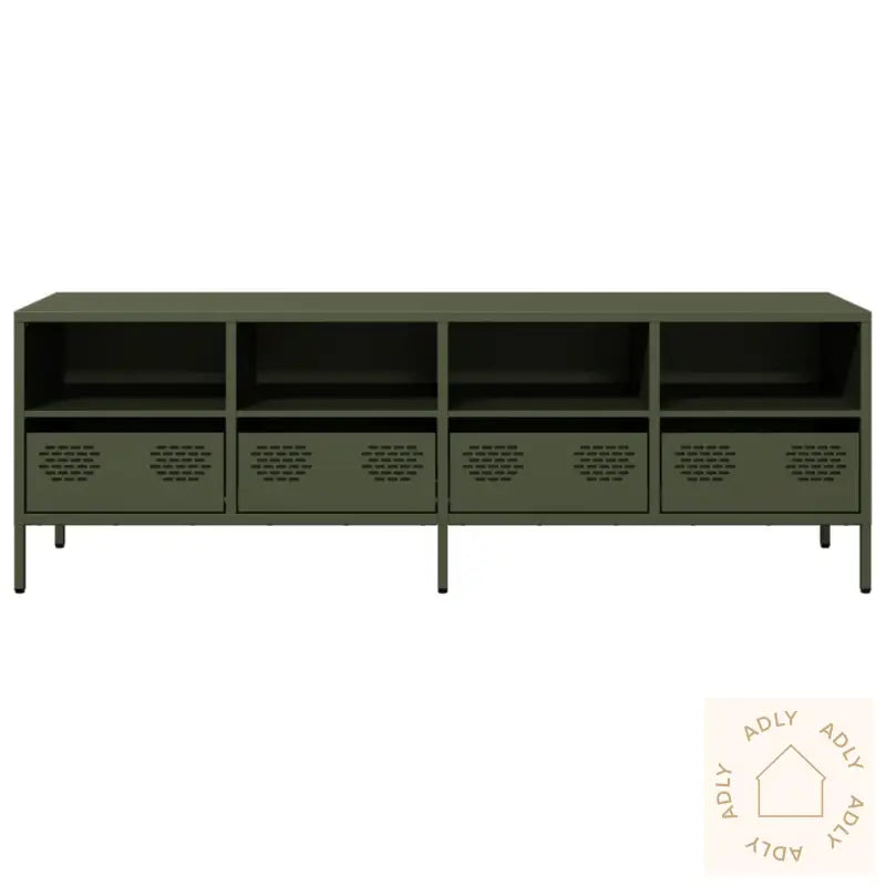 Tv-Benk Olivengrønn 135X39X43,5 Cm Kaldvalset Stål