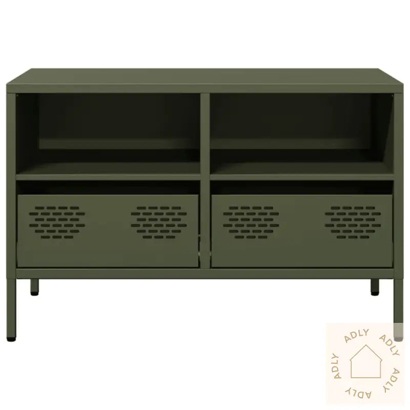 Tv-Benk Olivengrønn 68X39X43,5 Cm Kaldvalset Stål