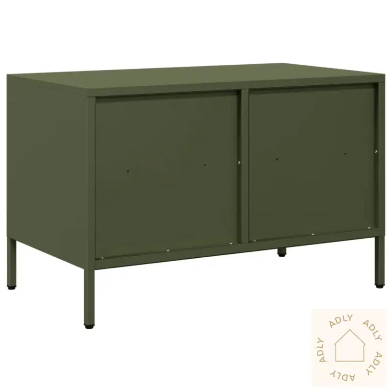Tv-Benk Olivengrønn 68X39X43,5 Cm Kaldvalset Stål