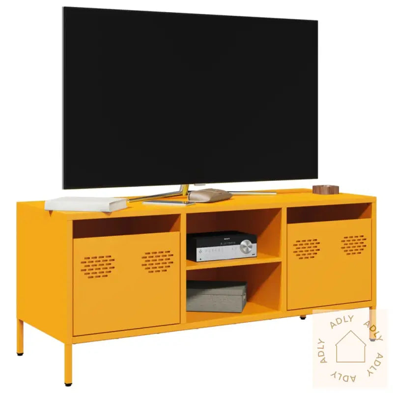 Tv-Benk Sennepsgul 101,5X39X43,5 Cm Kaldvalset Stål