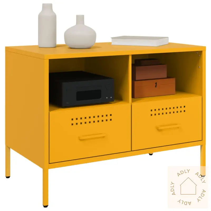 Tv-Benk Sennepsgul 68X39X50,5 Cm Stål