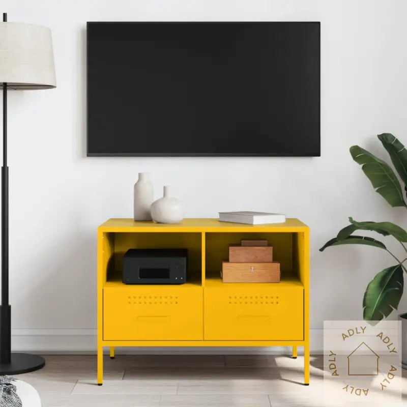 Tv-Benk Sennepsgul 68X39X50,5 Cm Stål
