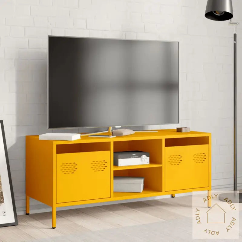 Tv-Benk Sennepsgul 101,5X39X43,5 Cm Kaldvalset Stål